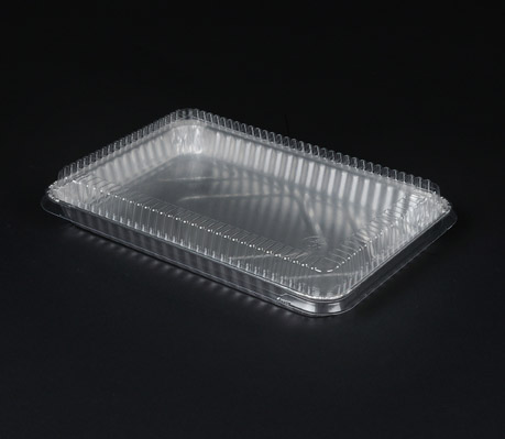 #1155P 8" x 8" Square Disposable Foil Cake Pan w/ Clear Plastic Dome Lid 